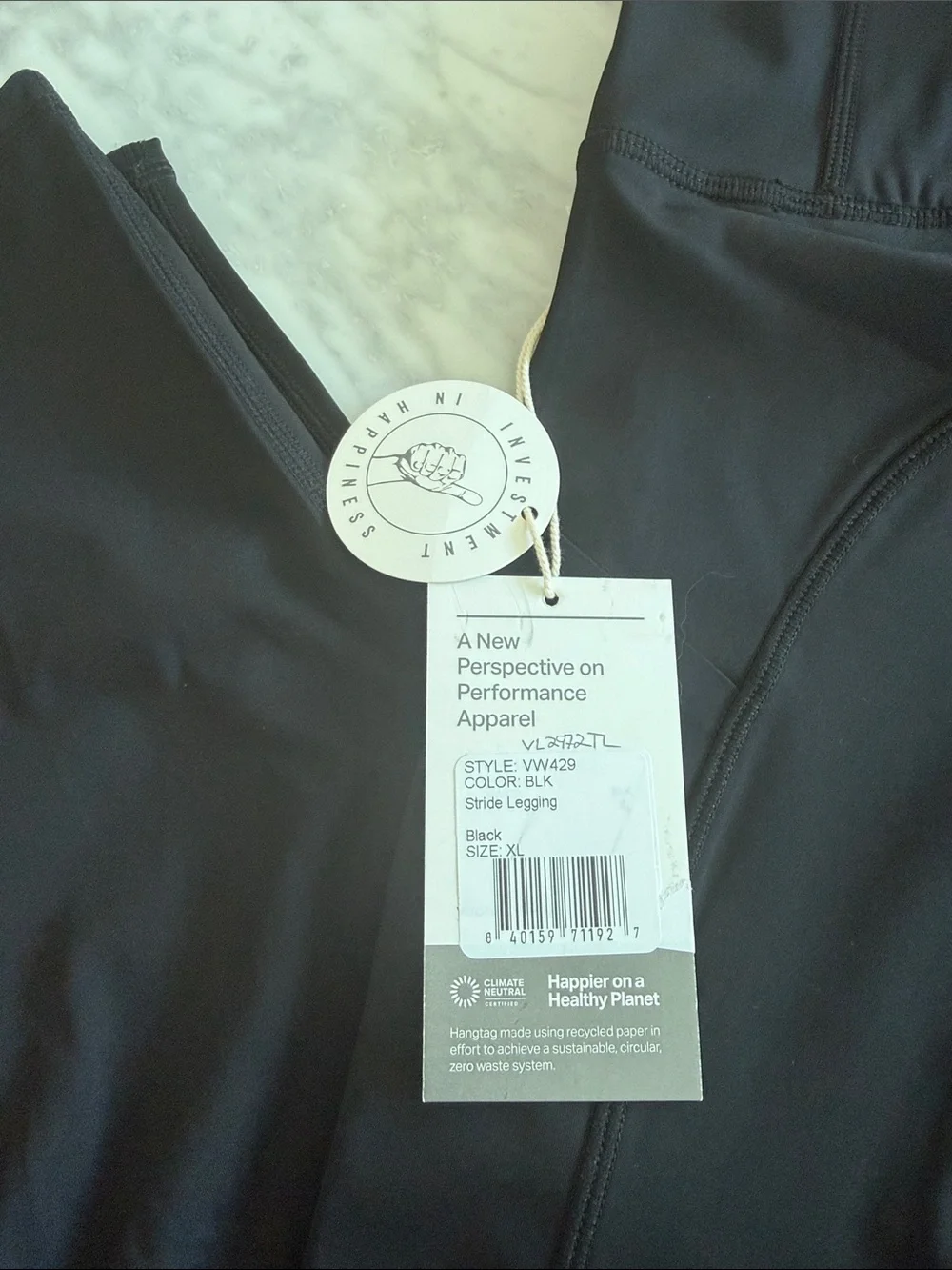 Vuori Stride Legging Black XL NWT High Rise Pocket Leggings Performance Tight‎